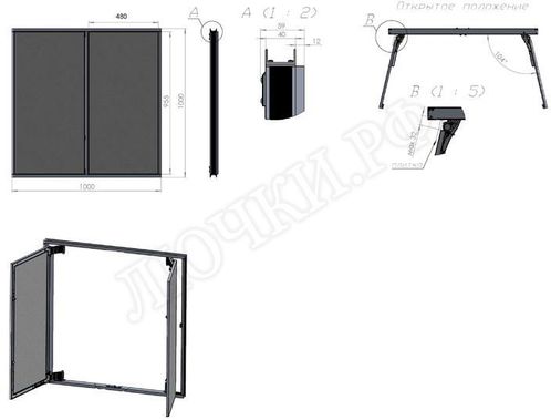 Люк под плитку Нажимной Секрет-Лайт 600*500 Люк под плитку Нажимной Секрет-Лайт 600*500